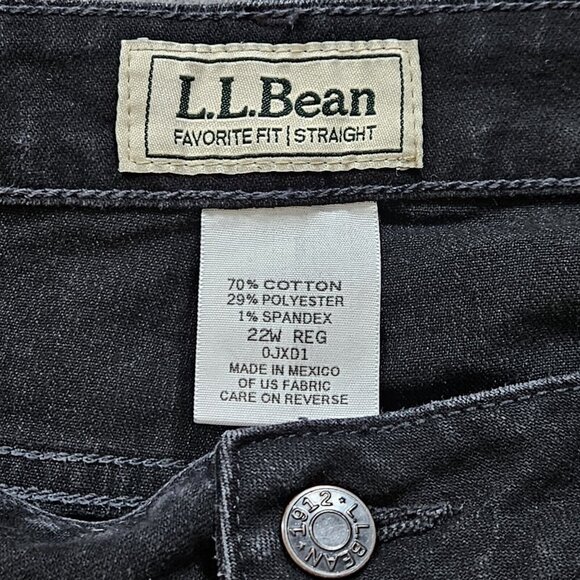 L.L. Bean Jeans Womens 22W Black Bootcut Ankle Favorite Fit Stretch Goth Western - Picture 3 of 15